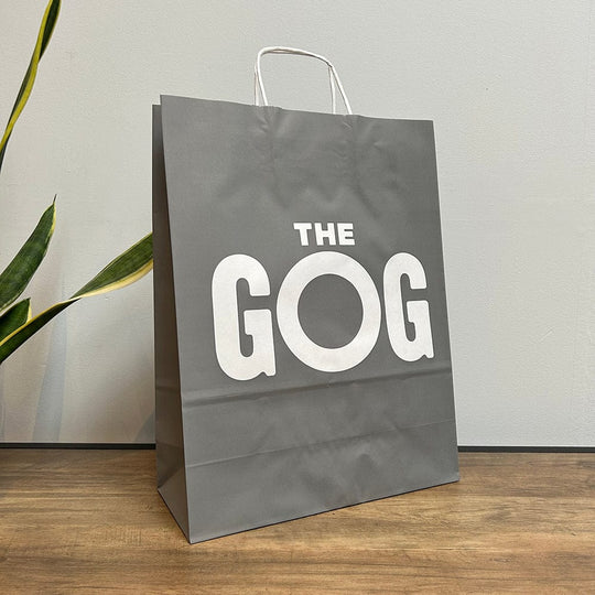320mm Twisted handle paper carrier bag branded Gog in 1 colour (250)