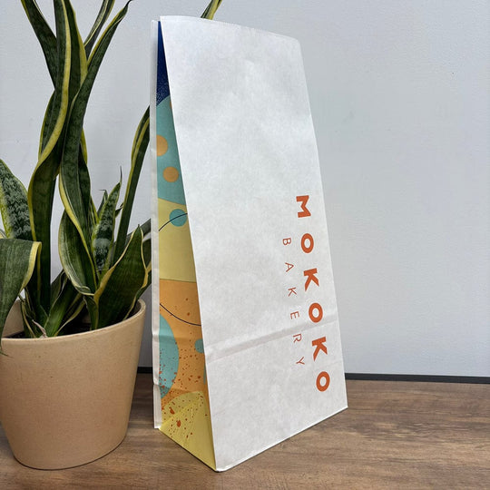 White Block Bottom Bag  branded Mokoko (500)