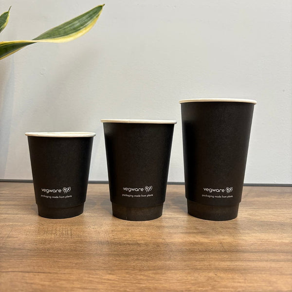 Vegware Black Compostable Double Wall Cup