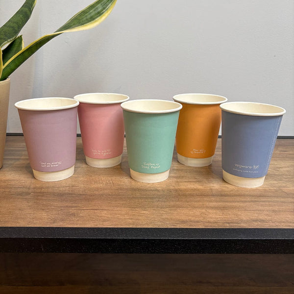 Vegware Feel Good Assorted Coloured Compostable  Double Wall Cup