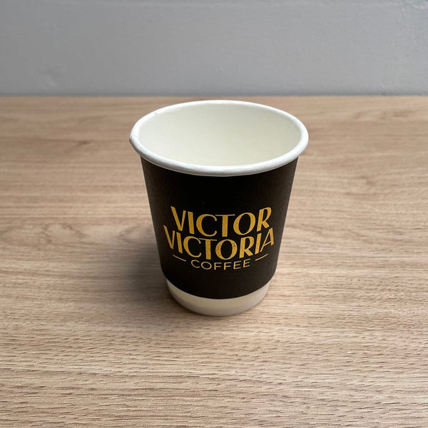8oz Double wall recyclable cups branded Victor Victoria (500)
