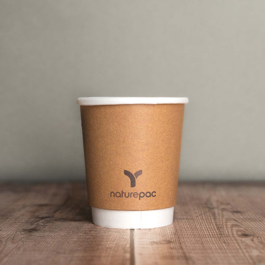 NaturePac Fully Recyclable and Home Compostable Brown Double Wall Cups