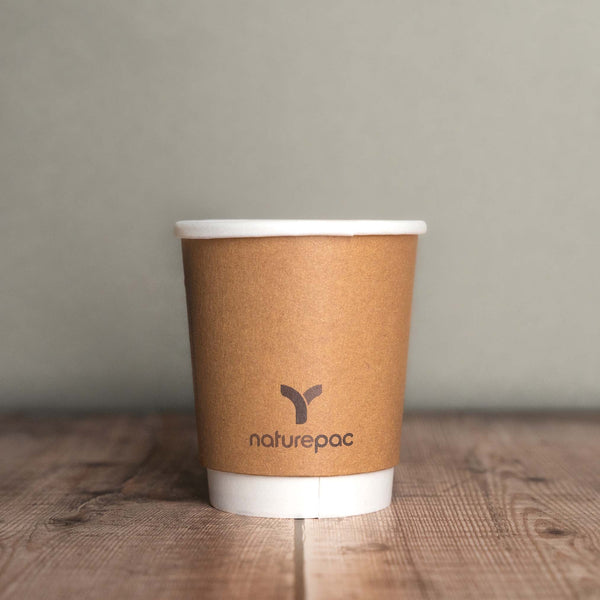 NaturePac Premium Fully Recyclable Brown Double Wall Cups