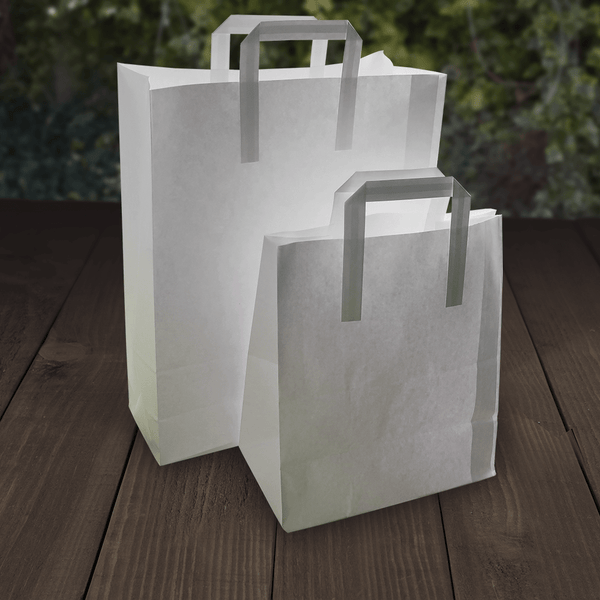 Recyclable and Compostable White Paper Carrier Bags